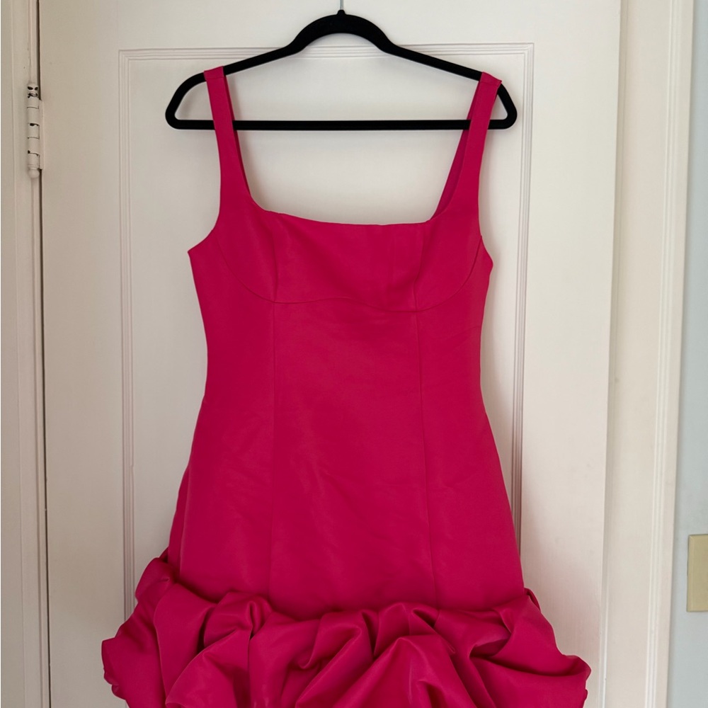 Fashion Nova Hot Pink Mini Dress with Ruffle Hem - 1980s style - Picture 3 of 9